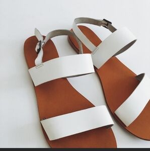 BDG White and Brown Sandals with Adjustable Straps